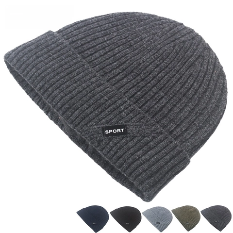Winter Warm Wool Blend Knit Beanie Hat Unisex Cuffed Ribbed Skull Cap Thermal Thickened Windproof Outdoor Cold Beanie