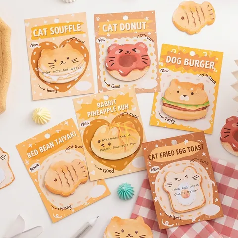 Notes Autocollantes en Forme d'Aliment pour Animaux de Dessin Animé Bloc-notes Auto-adhésif Créatif pour Fournitures de Bureau Étudiant Rappel Quotidien