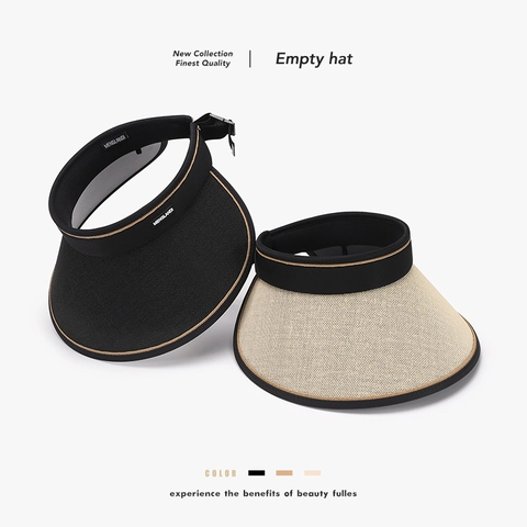 Women Sun Visor Hat Wide Brim UV Protection Adjustable Straw Braid PVC Empty Top Beach Outdoor Cycling Summer Headwear