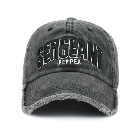Casquette De Baseball En Coton Lavé Vintage Distressed Bord Effiloché Broderie Lettres Rétro Chapeau Soleil Réglable Pour Hommes Femmes