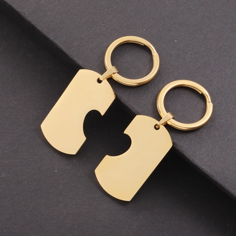 Portachiavi Puzzle Cuore Coordinato Acciaio Inossidabile Lucidato Pendente Geometrico Gioielli Per Coppie Amici