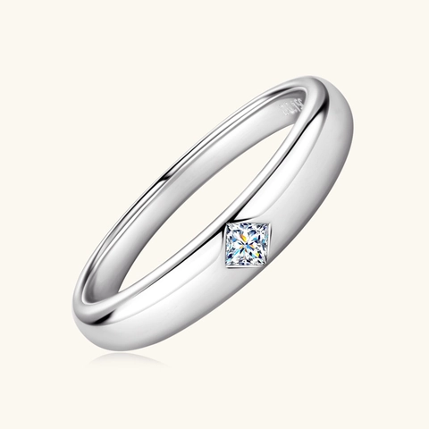 925 Sterling Silver Moissanite Ring For Women Princess Emerald Oval Cut Geometric Minimalist Engagement Wedding Finger Ring