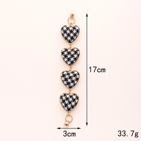 Alloy Bracelet Houndstooth Fabric Heart Round Square Leopard Print Plush Bag Charm Phone Case Decorative Chain For Women