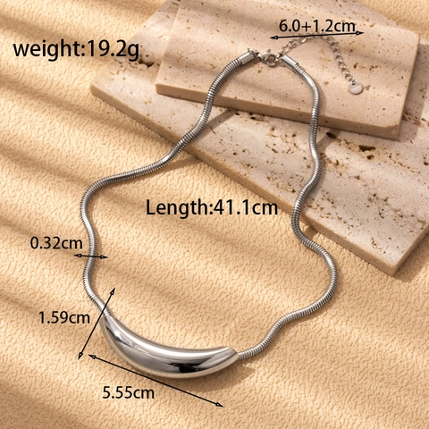 Collana Minimalista in Acciaio Inossidabile Con Pendente a Tubo Curvo E Catena a Serpente Gioielli Alla Moda da Donna Argento