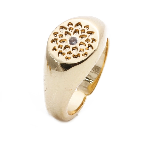 Anello Aperto Regolabile Fiore Di Loto Rame Micro Pavè Zircone Cavo Placcato Oro Gioielli Vintage Donna