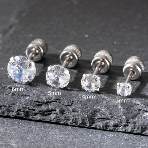 Orecchino Cartilagine Acciaio Inossidabile Zirconia Cubica Tondo Chiusura A Vite Helix Tragus Piercing Minimalista Donne Uomini