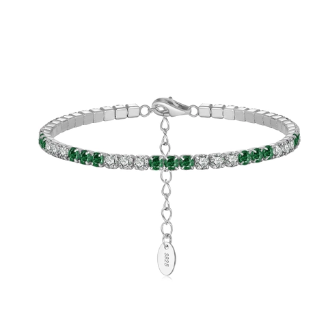 Pulsera Tennis de Plata de Ley 925 con Circonia para Mujer Minimalista Bañada en Oro de 14K Ajustable Joyería de Regalo