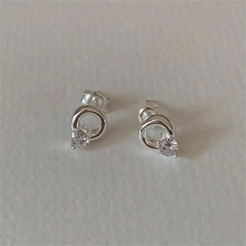 Orecchini A Lobo In Argento Sterling 925 Cerchio Tondo Zircone Geometrico Minimalista Stile Coreano Gioielli Eleganti Donne