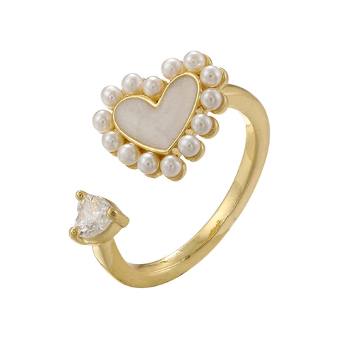 Anelli Regolabili Aperti Cuore Perla Artificial Margherita Serpente Gioielli Moda Ottone Zircone Vintage Per Donne