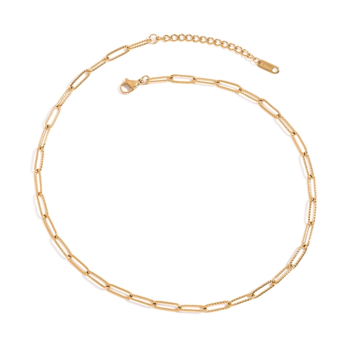 Collana A Catena Con Maglie A Graffetta Placcata Oro Acciaio Inossidabile Impermeabile Ipoallergenica Gioielli Minimalisti Per Donna