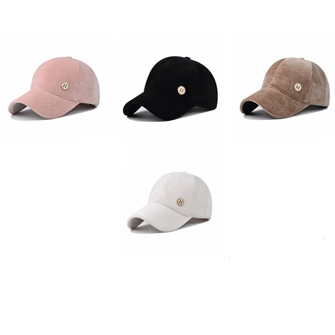 Berretto Da Baseball Da Donna Velluto A Coste Stile Coreano Regolabile Cappello Da Sole Con Lettera H