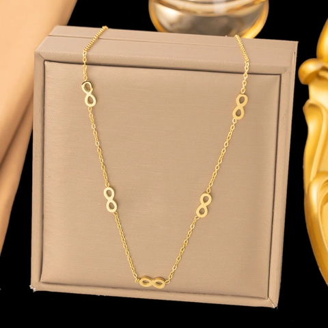 Titanium Steel Infinity Symbol Necklace And Bracelet Jewelry For Women Minimalist Fashion Accessory Gold Color Non-Fading Fine Chain Anniversary Gift