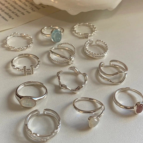 Damen Minimalistische Kupferring Modeschmuck Strass Künstliche Perle Herz Knoten Verdreht Offene Verstellbare Ringe