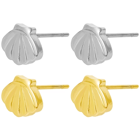 304 Stainless Steel Shell Stud Earrings For Women Irregular Scallop Design European Style Gold Silver Fashion Jewelry Daily Accessories