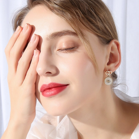 Pendientes Colgantes De Concha Redonda Geométrica Vintage Con Poste De Plata De Ley 925 Aleación Bañado En Oro Elegante Mujer