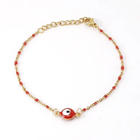 Evil Eye Armband Edelstahl Emaille Perlen Türkischer Nazar Schutzschmuck Verstellbare Kette Für Damen Vergoldet