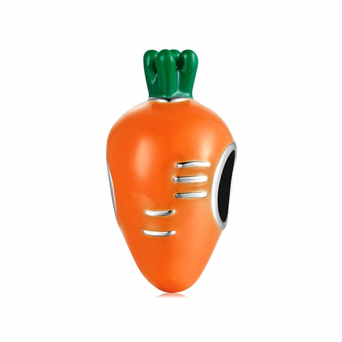 Ciondoli in Argento Sterling 925 Smaltati Frutta Cibo DIY Gioielli Carota Mela Ananas Ciambella Strass Pendente