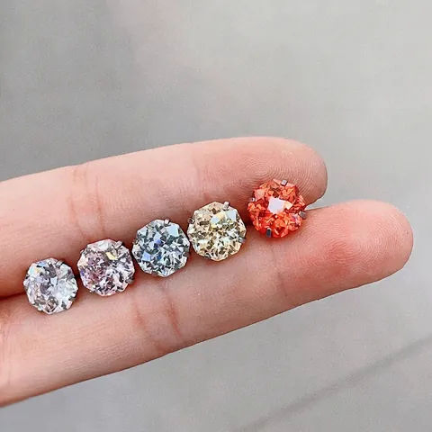 Octagonal Cut Zircon Stud Earrings Titanium Steel Screw Back Cartilage Piercing Jewelry Hypoallergenic Women