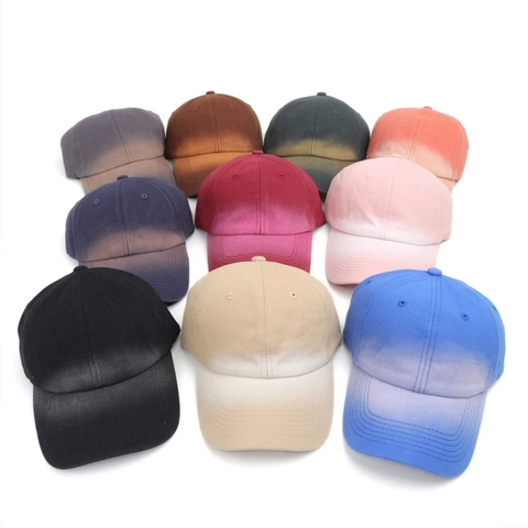 Vintage Washed Cotton Baseball Cap Gradient Color Sun Protection Outdoor Sport Peaked Hat Adjustable Unisex