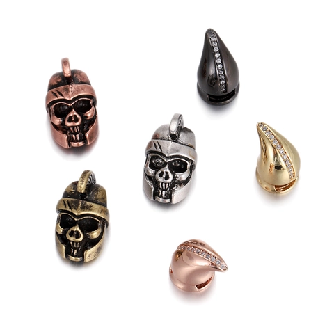 Ciondolo In Rame Cavaliere Teschio Artiglio Placcato Oro 18K Zirconia Perline Creazione Gioielli DIY Accessori Uomo Vintage