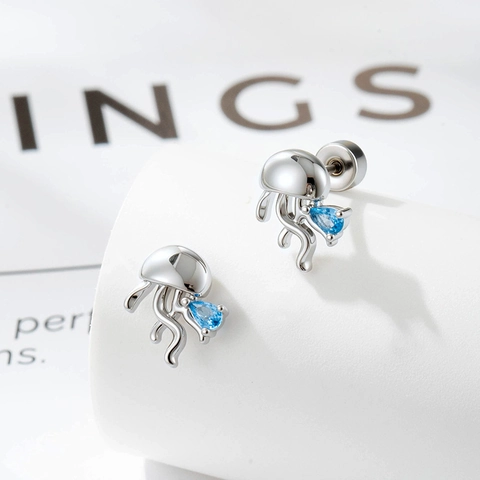 Orecchini A Lobo Per Cartilagine Medusa Zircone Goccia Blu Acciaio Al Titanio Rame Gioielli Da Piercing A Vite Per Donna