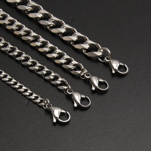 Heren Roestvrijstalen Cubaanse Schakelarmband Minimalistisch Zilverkleurig Verstelbaar Karabijnsluiting Trendy Sieraden Unisex