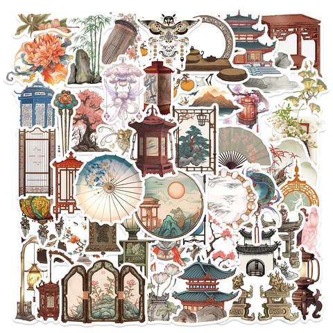 Decoratieve Stickers Chinese Traditionele Stijl PVC Mat Waterdicht Retro Esthetisch Voor Journaling Scrapbooking Laptop Telefoonhoesje