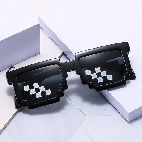 Pixel Sonnenbrille Mosaik Muster Thug Life Stil PC Rahmen AC Linse Lustige Neuheit Brillen Für Party Cosplay Hip Hop Requisiten