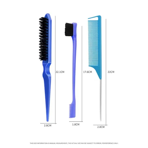 Hair Styling Brush And Double Sided Edge Control Brush And Teasing Brush And Rat Tail Comb With Stainless Steel Pin For Hair Care