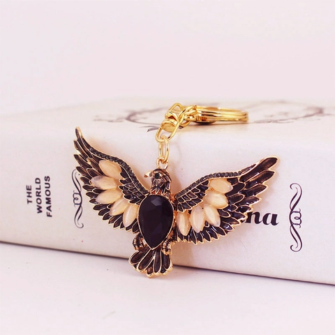 Portachiavi Aquila Vintage Con Strass Cristallo Lega Animale Ciondolo Da Borsa Per Donna Lusso