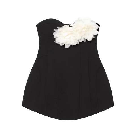 Vestido Mini Palabra De Honor Mujer Poliéster Flor De Malla 3D Color Contrastado Elegante Sin Mangas Sexy Línea A Cremallera