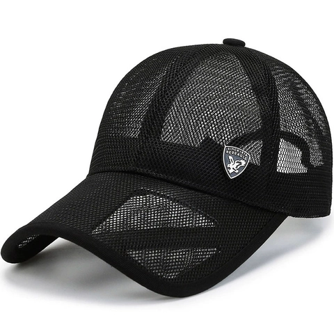 Mesh Baseball Kappe Atmungsaktiv Sonnenschutz Sommer Outdoor Sport Verstellbarer Hut Mit Metallabzeichen Für Herren Damen