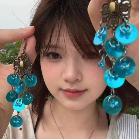 Pendientes De Borla De Concha Redonda Con Poste De Plata Vacaciones Bohemias Joyas De Verano Geométricas Para Mujer