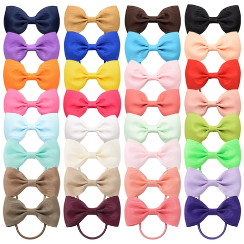 Kids Grosgrain Ribbon Bow Hair Ties Solid Color Elastic Hair Bands For Toddlers Baby Girls Cute Hair Accessories