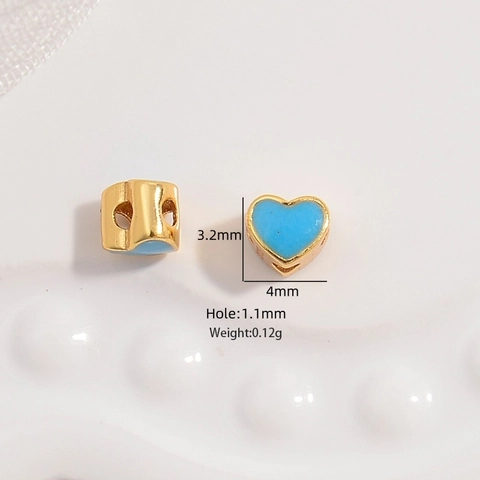 925 Sterling Silver Beads Heart Square Enamel Spacer Loose Charm For DIY Jewelry Making Colorful Accessories