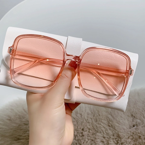 Women Square Large Frame Sunglasses PC Frame AC Gradient Lens Anti-UV Fashion Retro Trendy Eyewear