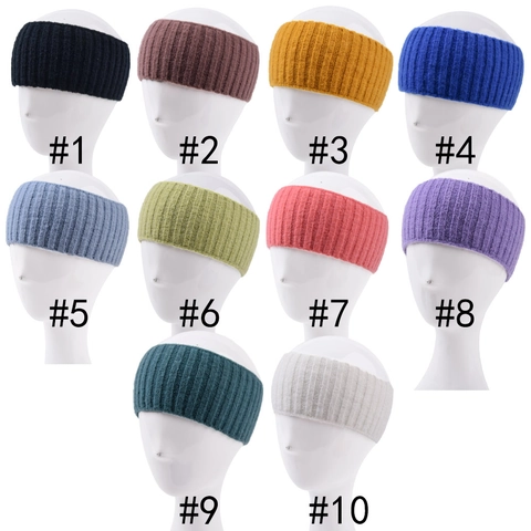 Women Ribbed Knitted Yarn Headband Elastic Solid Color Wide Hair Band For Yoga Sport Washing Face Winter Warm Accessories