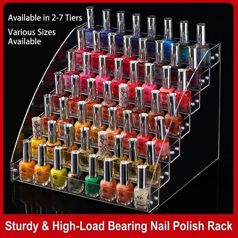 Acryl Nagellack Display Regal Transparent Gestuft Makeup Organisator Ständer Desktop Aufbewahrung Für Kosmetik