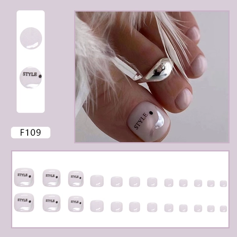 Uñas Postizas Para Pies Lavanda Brillante Línea Ondulada STYLE Impreso Pedicura Para Mujeres