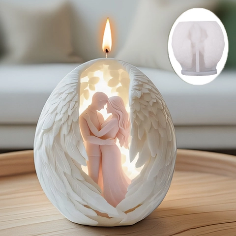 Stampo In Silicone Ali D Angelo Coppia Rilievo 3D Fai Da Te Candela Romantica Gesso Sapone Resina Strumento Artigianale