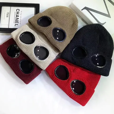 Winter Strickmütze Beanie Mit Brille Fliegerpilot Stil Outdoor Winddicht Warm Gestrickte Kappe Für Herren Damen
