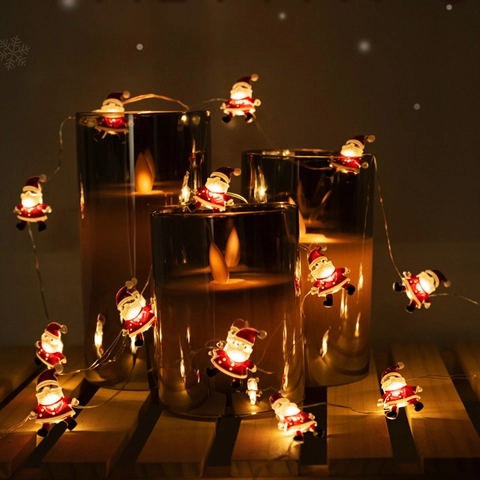Luces De Cadena LED De Navidad Plástico Alambre De Cobre Papá Noel Muñeco De Nieve Árbol Para Decoración De Fiesta