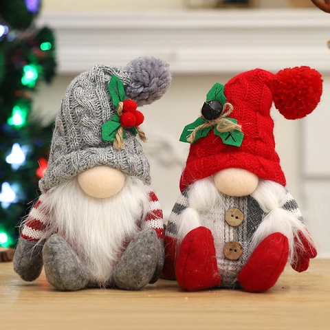 Muñeco Navidad Peluche Gnomo Hombre Jengibre Pingüino Tejido Piel Nórdico Escritorio Fiesta Decoración Vacaciones