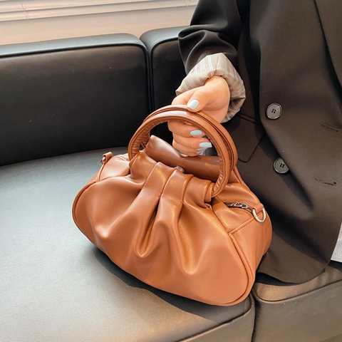 Bolso De Axila Nube Fruncido Cuero PU Bolso De Hombro Plisado Estilo Coreano Vintage Minimalista Bandolera Para Mujeres