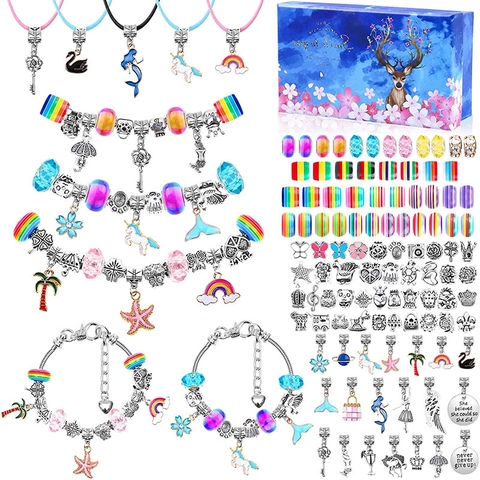 DIY Sieraden Maken Voor Meisjes Armband Ketting Met Legering Hangers Gekleurde Hars Kristallen Kralen Creatief Cadeau