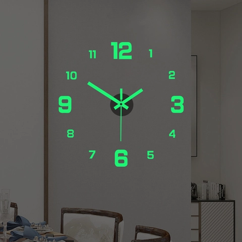 DIY Wandklok Acryl Frameloos Lichtgevend Stil Spiegel 3D Sticker Modern Home Decor Voor Woonkamer Kantoor