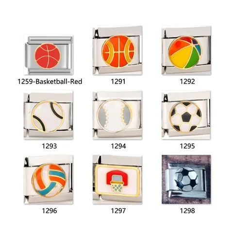 Maglie Componibili Sportive Acciaio Inossidabile Bracciale Modulare Basket Calcio Pallavolo Gioielli Smalto Per Fan Sport