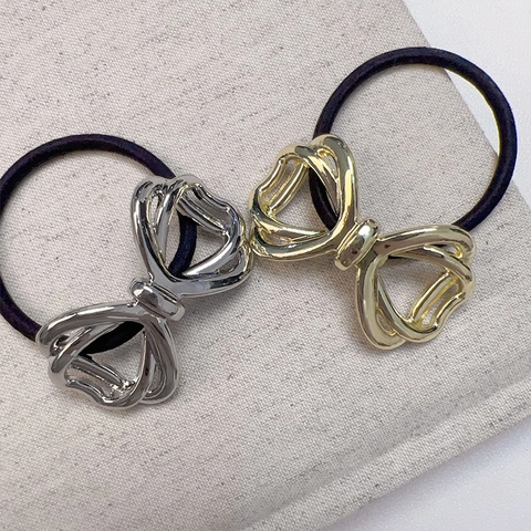 Elegante Elastico per Capelli con Fiocco in Metallo Cavo per Donna Fascia per Capelli in Lega Supporto per Coda di Cavallo
