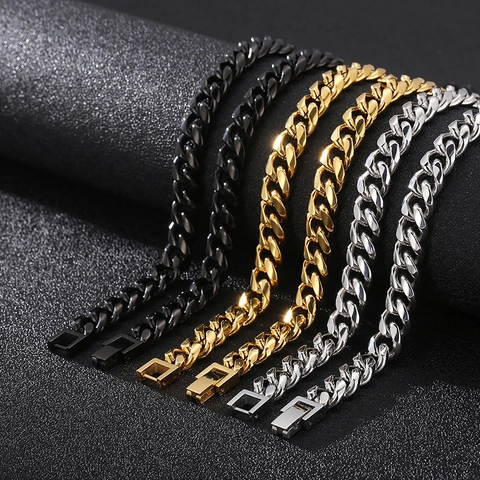 Collar Y Pulsera De Cadena Cubana Acero Inoxidable Hip Hop Rock Joyas Minimalistas Para Hombres Mujeres