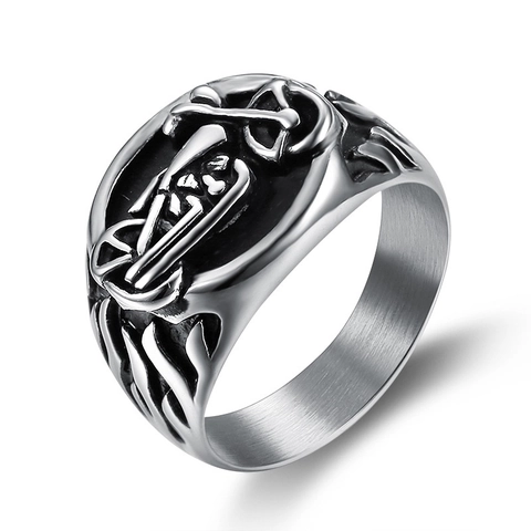 Anello Da Uomo Vintage Moto Fiamma Acciaio Inossidabile Retro Biker Punk Rock Stile Gioielli Personalità